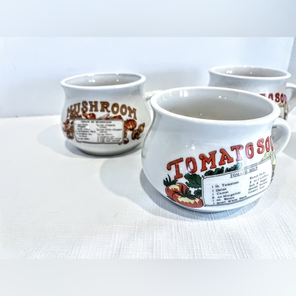 Vintage Soup Recipe Soup Cups Tomato and Mushroom - Picture 2 of 13